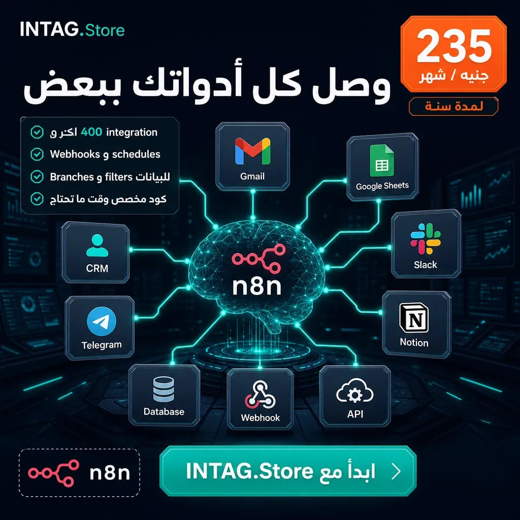 An Arabic n8n post with the headline "Connect all your tools together" and a price badge