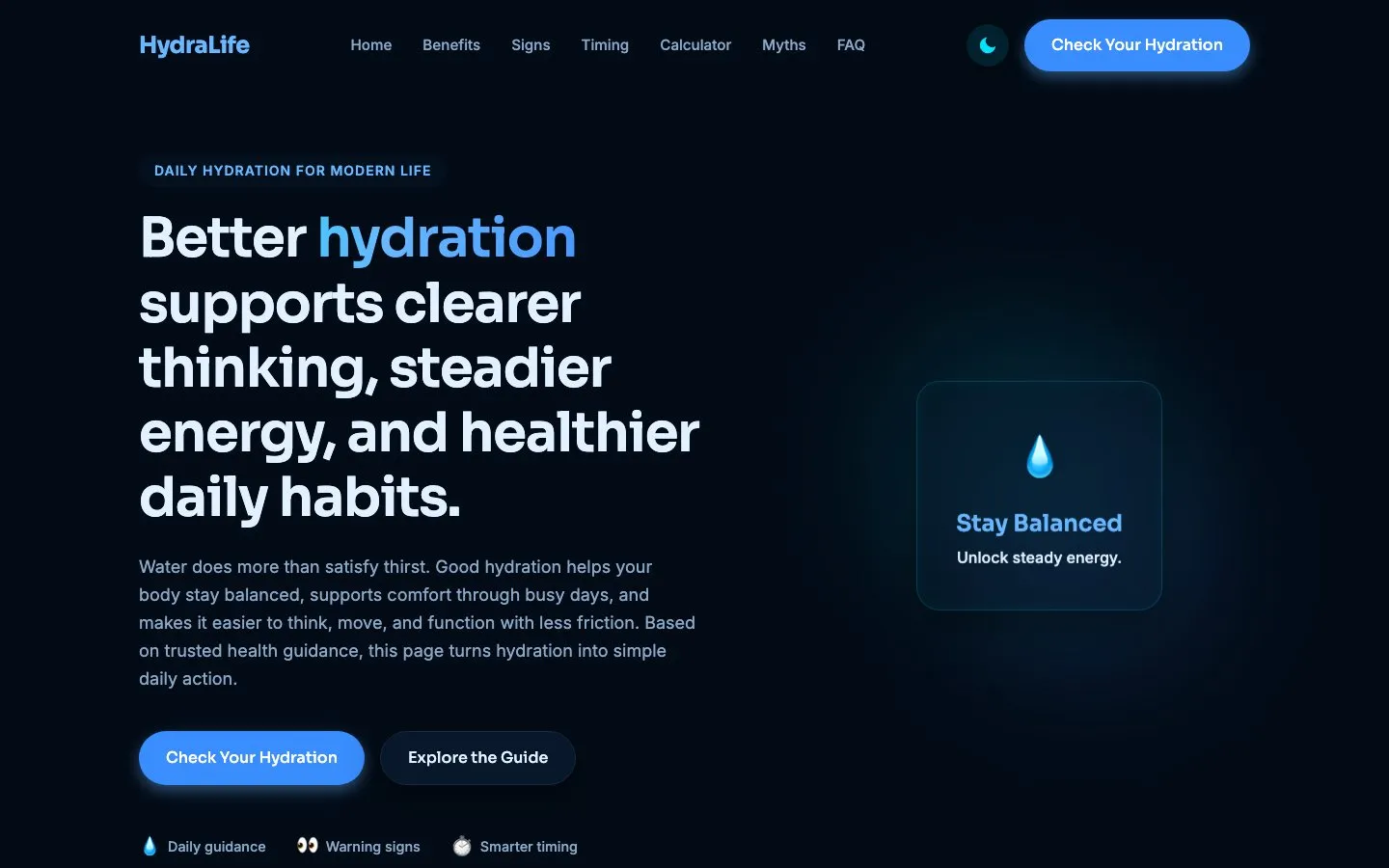 HydraLife's hero, "Better hydration supports clearer thinking, steadier energy, and healthier daily habits."