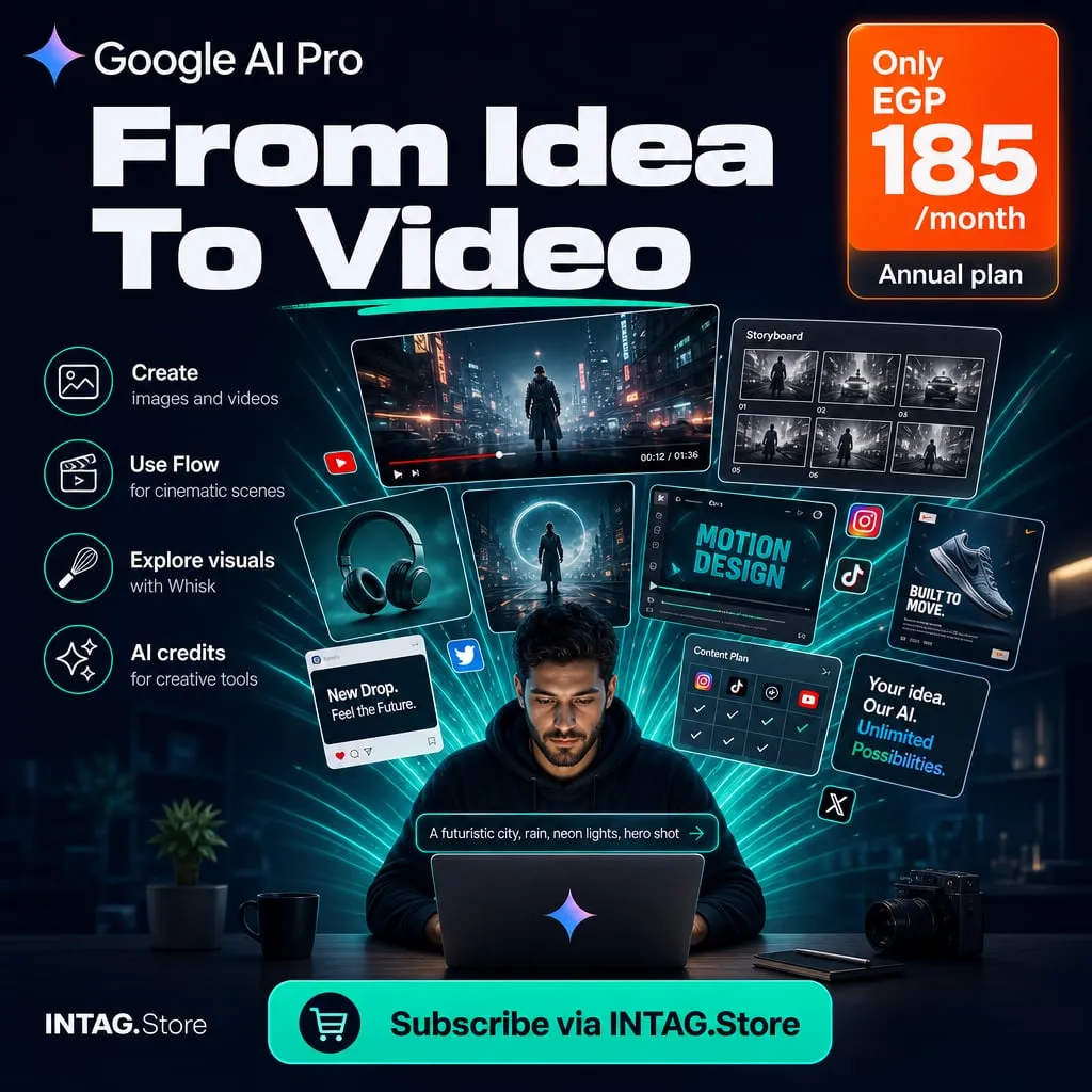 A Google AI Pro post, "From idea to video", with a yearly plan price